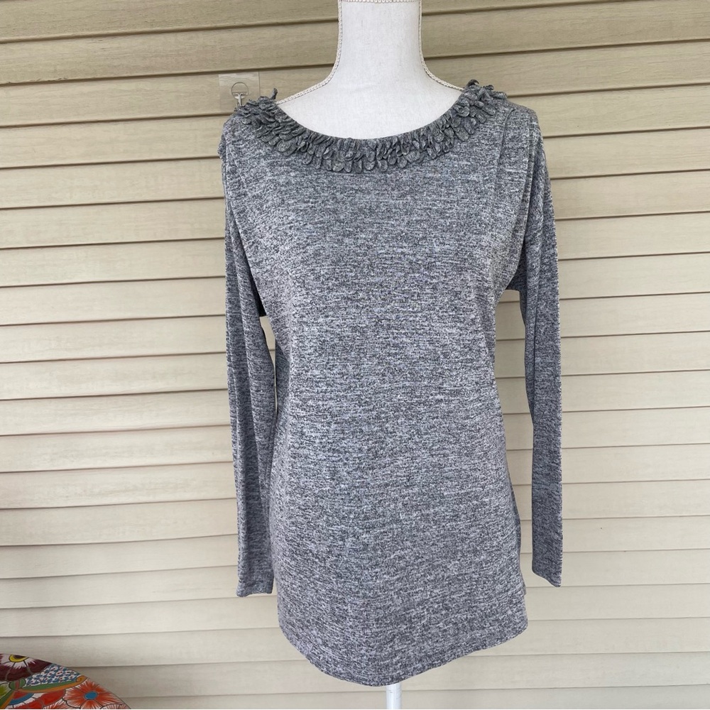Dana Buchman Heather Gray Long Sleeve Top Size M